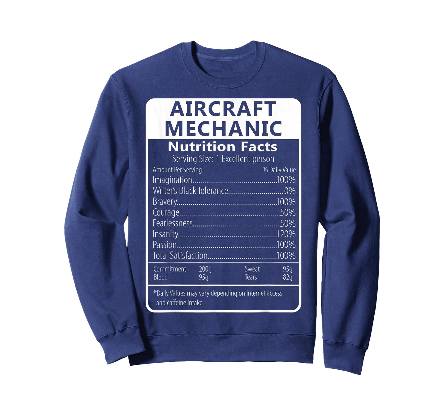 Aircraft Mechanic Nutrition Facts Sarcastic T-Shirt
