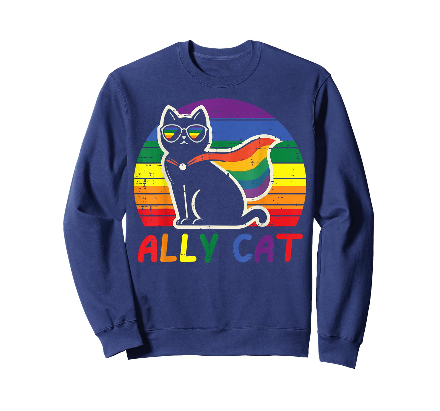Gay Pride Month Ally Cat Funny LGBTQ Rainbow Men Women Kids T-Shirt