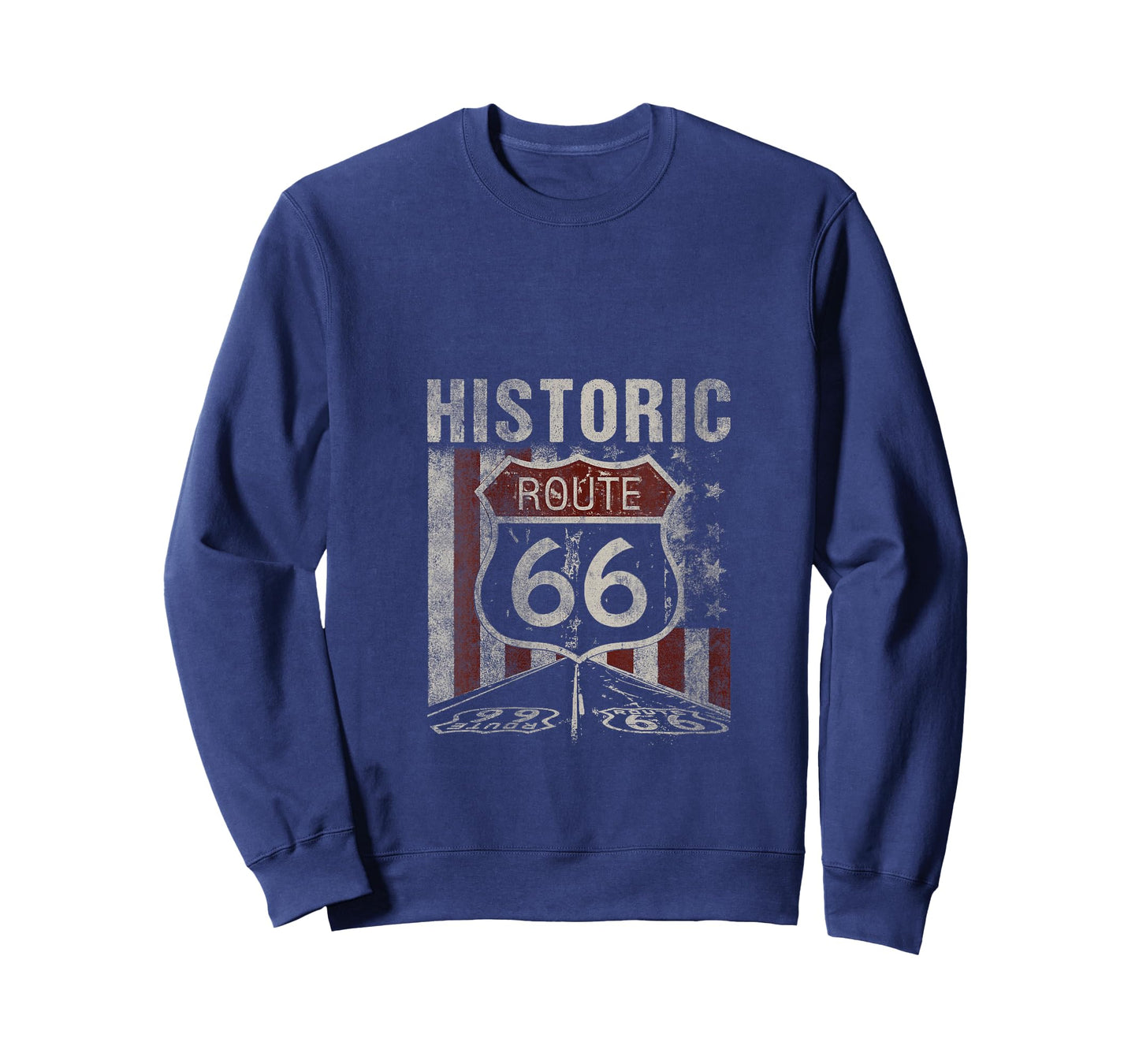Womens Historic U.S.A. Route 66 Highway Vintage America Road Sign V-Neck T-Shirt