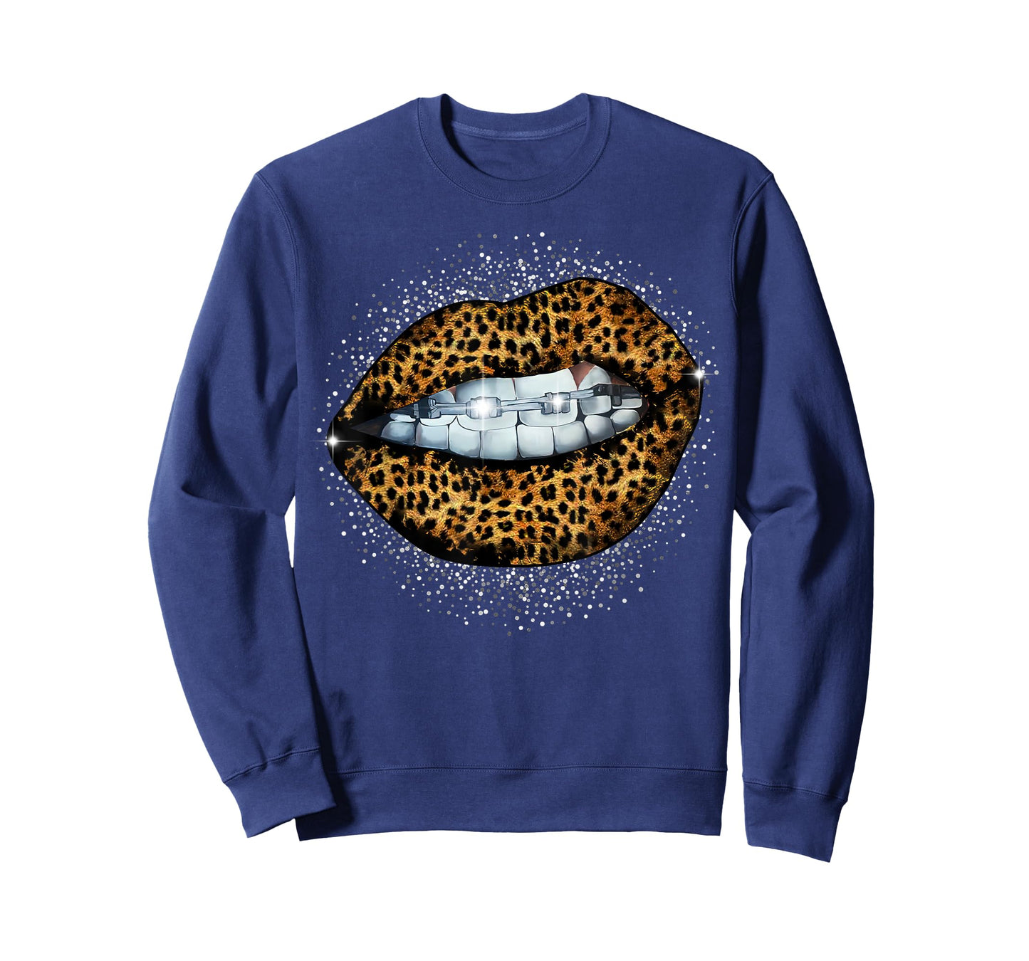 Cool Braces Dentist Leopard Cheetah Print Womens Lip T-Shirt