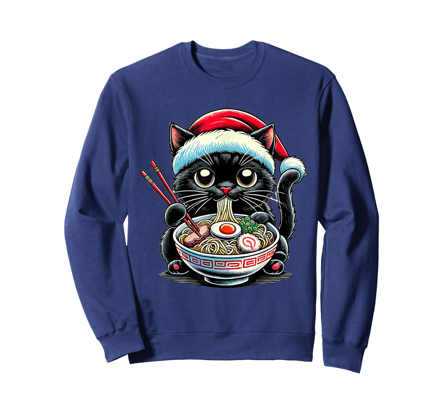 Cat Ramen Santa Hat Japanese Christmas Xmas T-Shirt