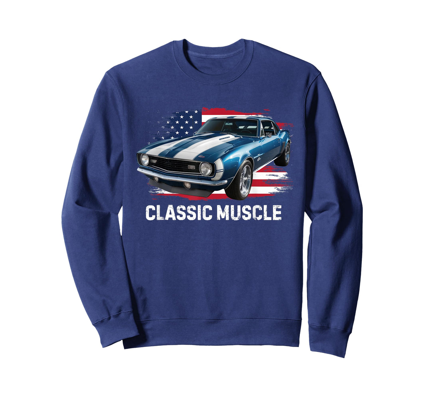 Patriotic USA Retro Flag Classic Vintage Muscle American Car T-Shirt