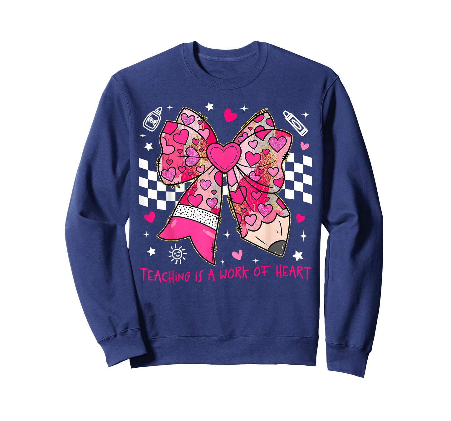 Valentine Teaching is A Work of Heart Pencil Bow Teacher T-Shirt
