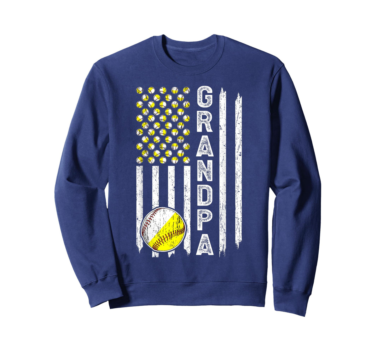 Grandpa American Flag Softball Baseball Grandpa T-Shirt