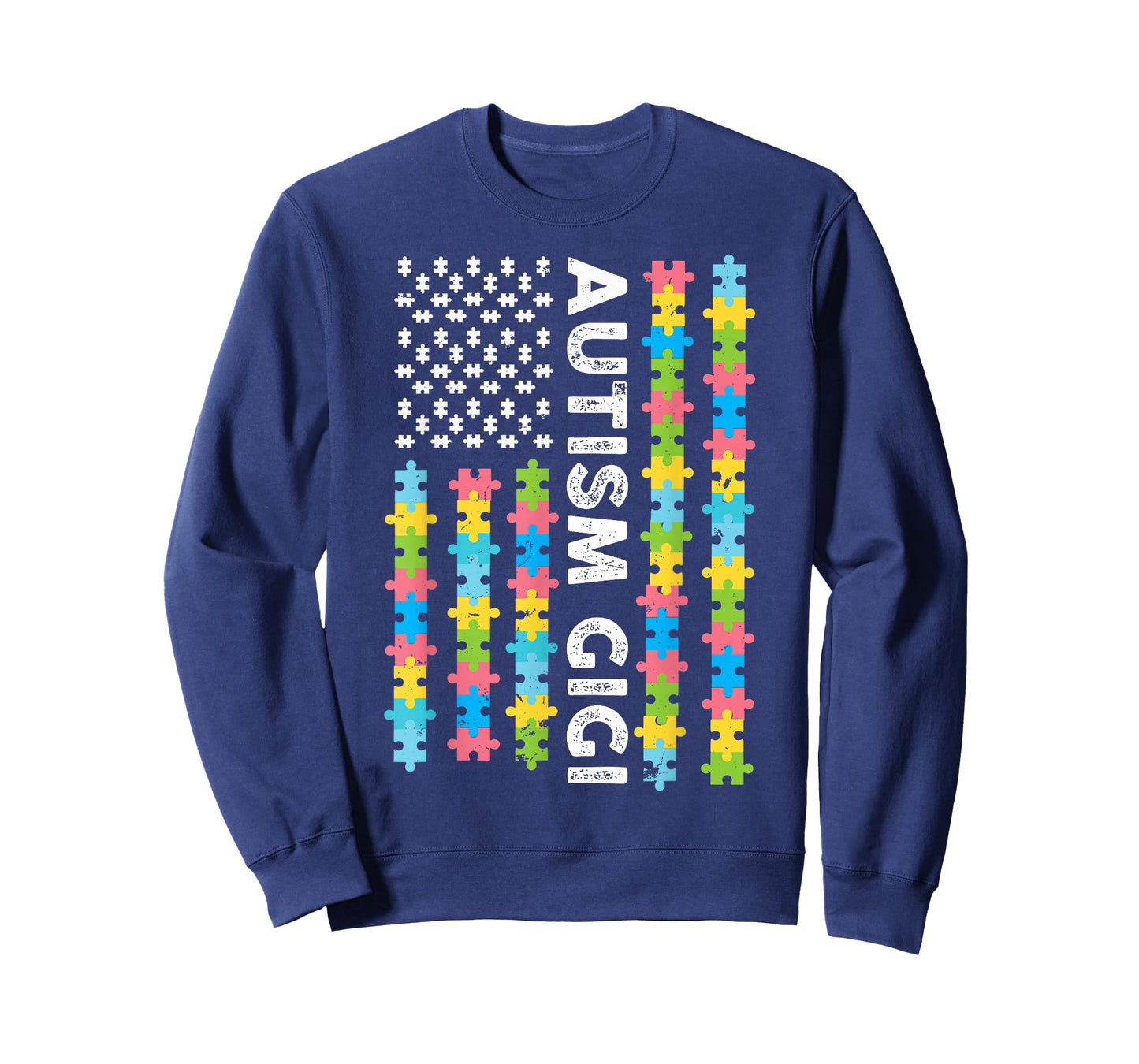 Autism Gigi Awareness I'm A Proud Grandma Vintage US Flag T-Shirt