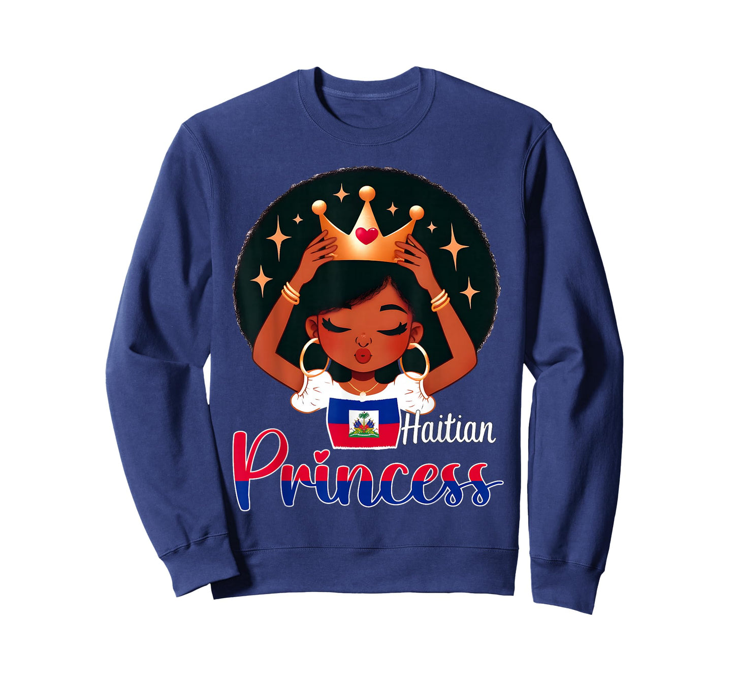 Haitian Princess Haiti Flag Melanin for Black Girls Kids T-Shirt