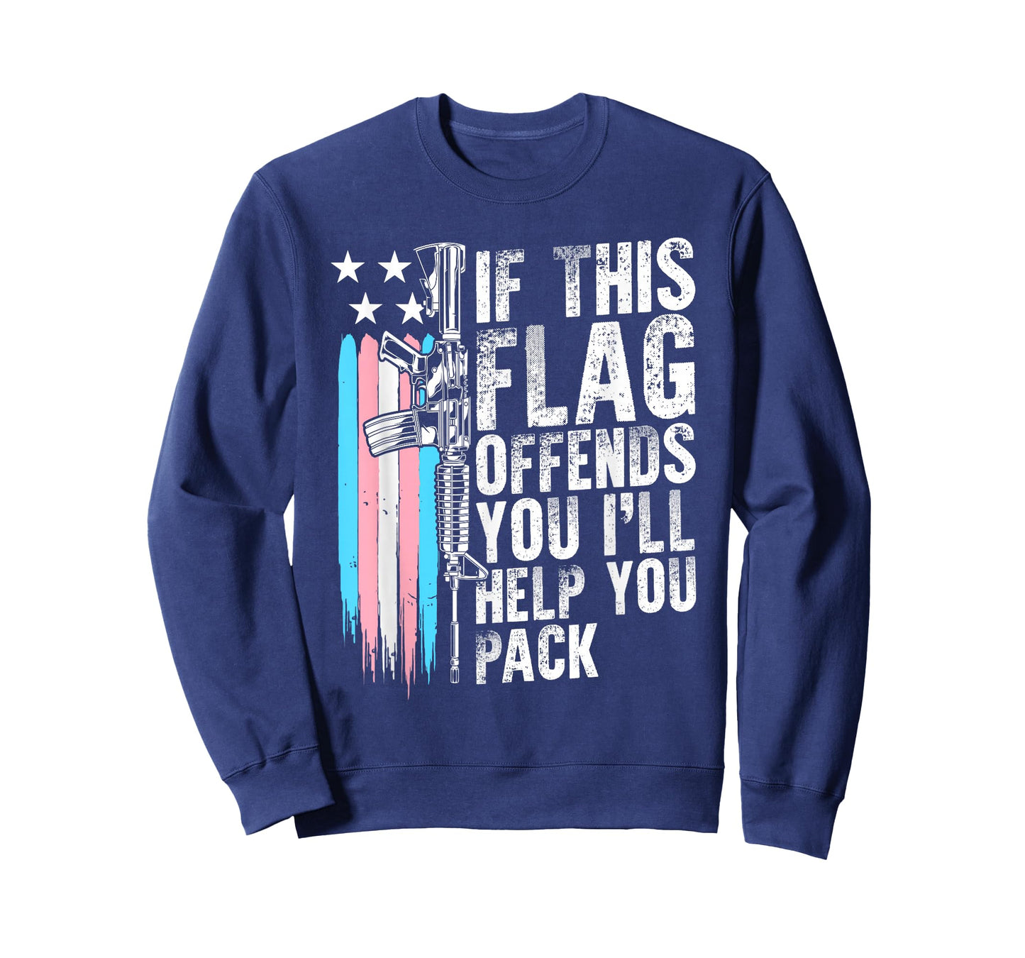 Proud Veteran Gun Lover American Flag LGBT Pride Trans If This Flag Offends You AR-15 Gun Rights Trans T-Shirt