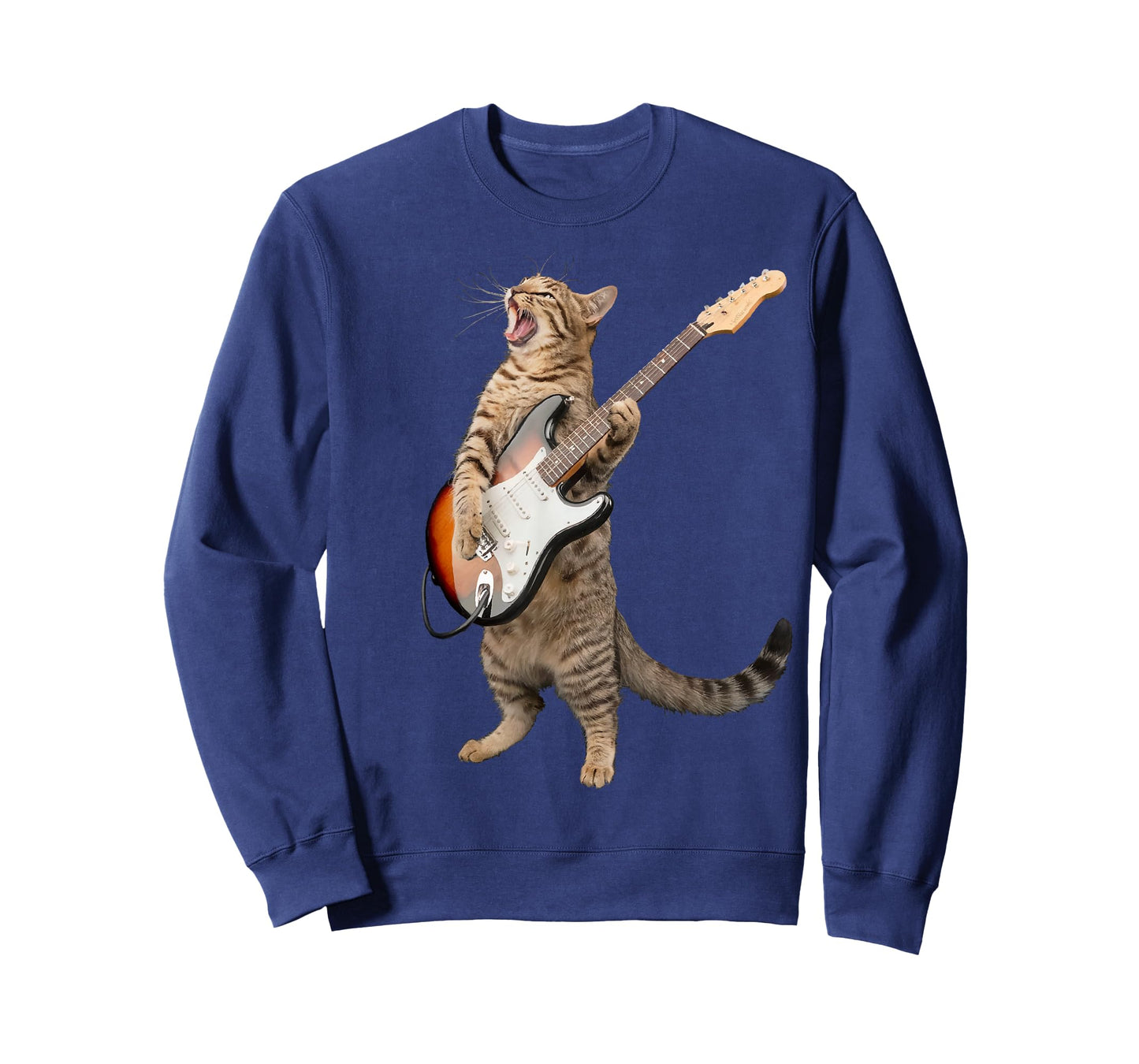Cat Playing Guitar Shirt Kids Men Women Rock and Roll Band T-Shirt