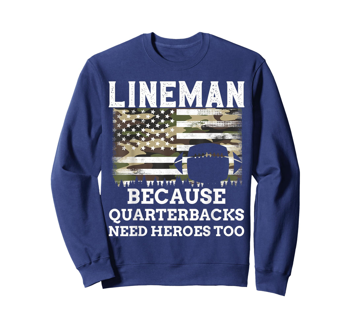 Lineman Football Gift Patriotic American Flag Camouflage T-Shirt