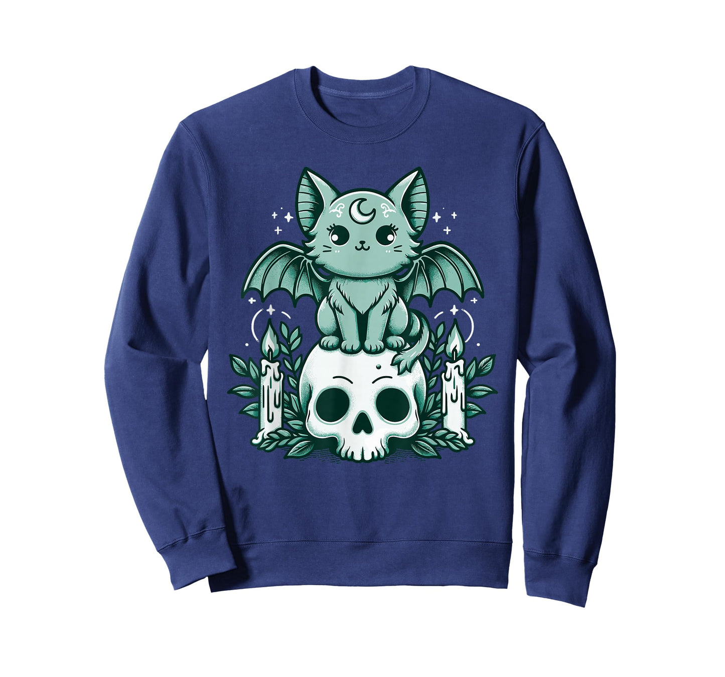 Kawaii Pastel Goth Cute Creepy Cat Bat Skeleton T-Shirt