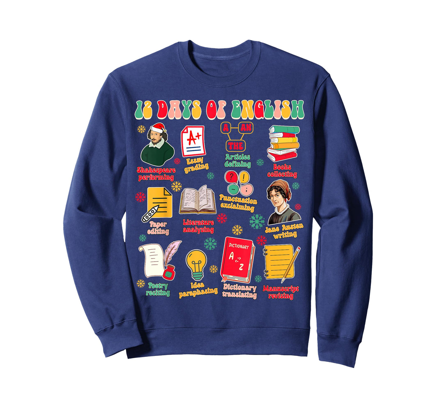 Christmas Xmas English Teacher Teaching 12 Days Of English T-Shirt