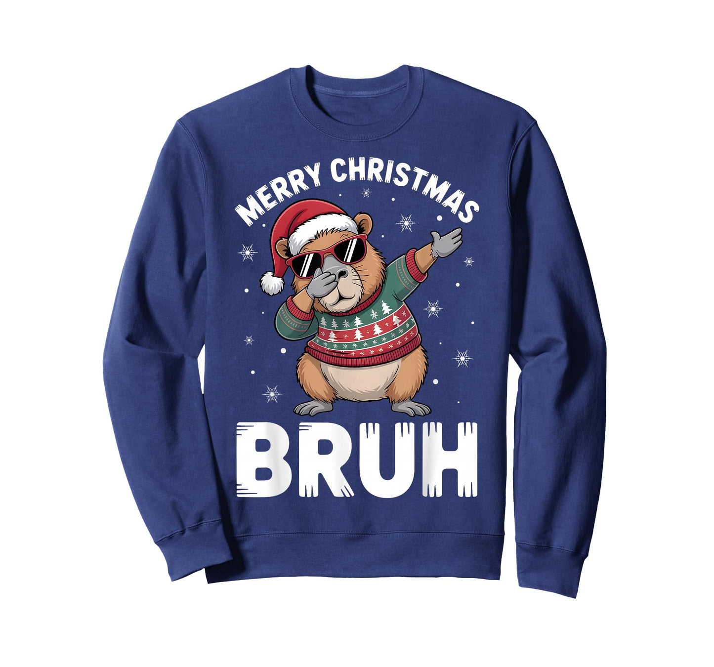 Merry Christmas Bruh Capybara Dabbing Santa Hat Xmas Capy T-Shirt