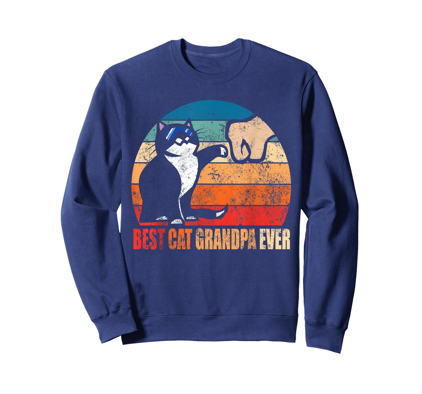 Retro Best Cat Grandpa Ever Funny Fist Bump Granddad Gift T-Shirt