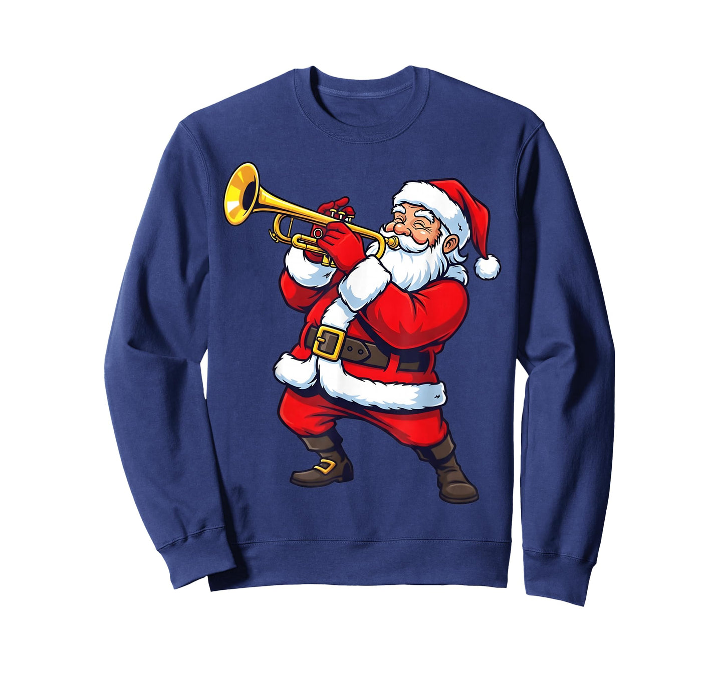 Trumpet Marching Band Musician Christmas Santa Playing Music T-Shirt