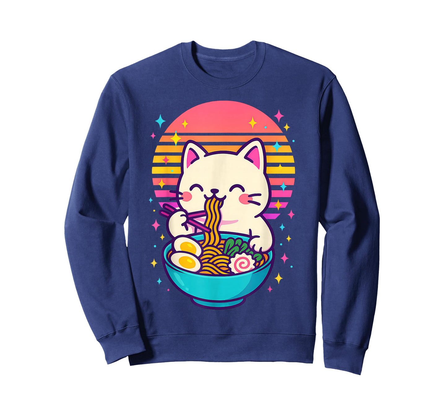 Anime Cat Eating Ramen Japanese T-Shirt