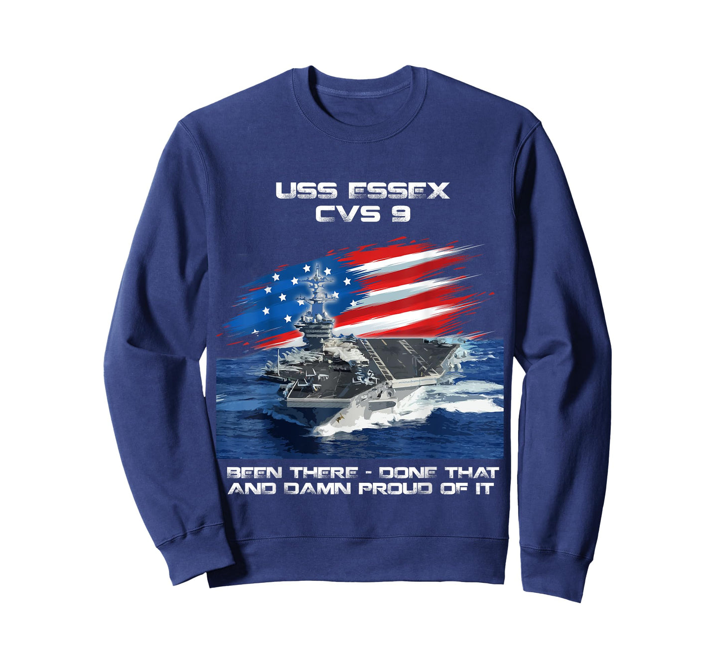 USS Essex CVS-9 Aircraft Carrier Veteran USA Flag Christmas T-Shirt