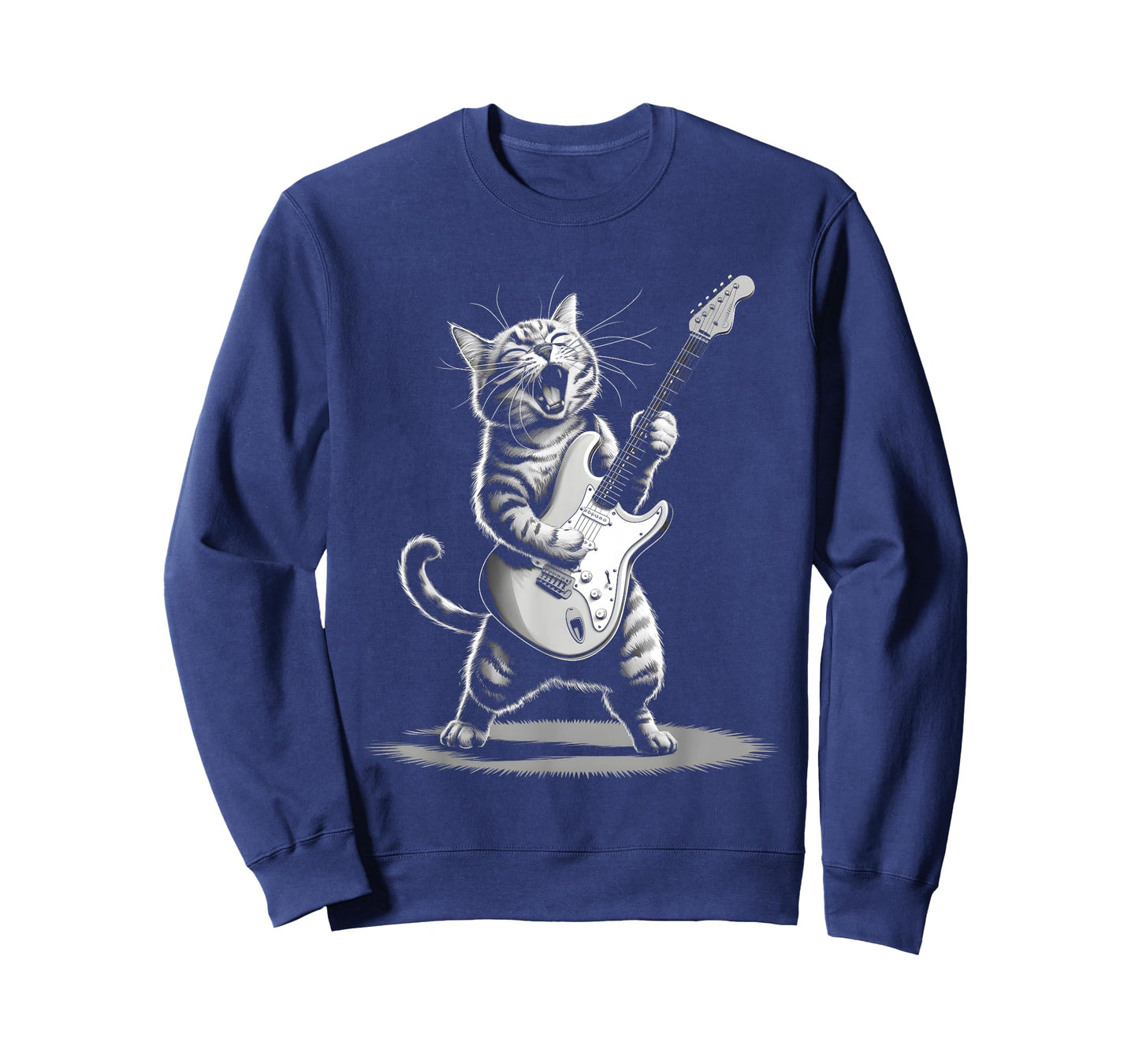 Cat Playing Guitar Rock Star Music Funny Men Women T-Shirt