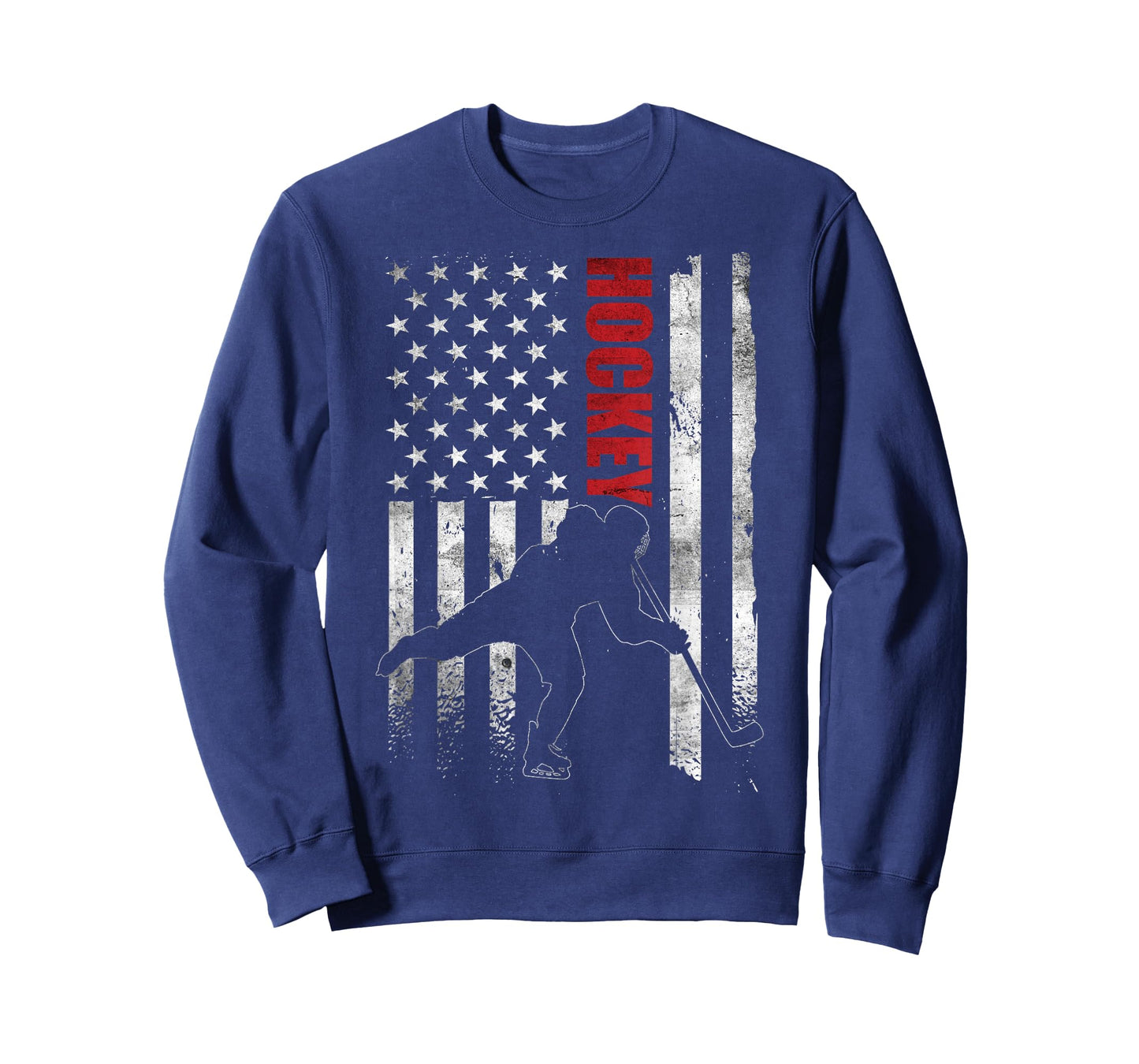 Vintage Ice Hockey American Flag Ice Hockey Player 4th July T-Shirt