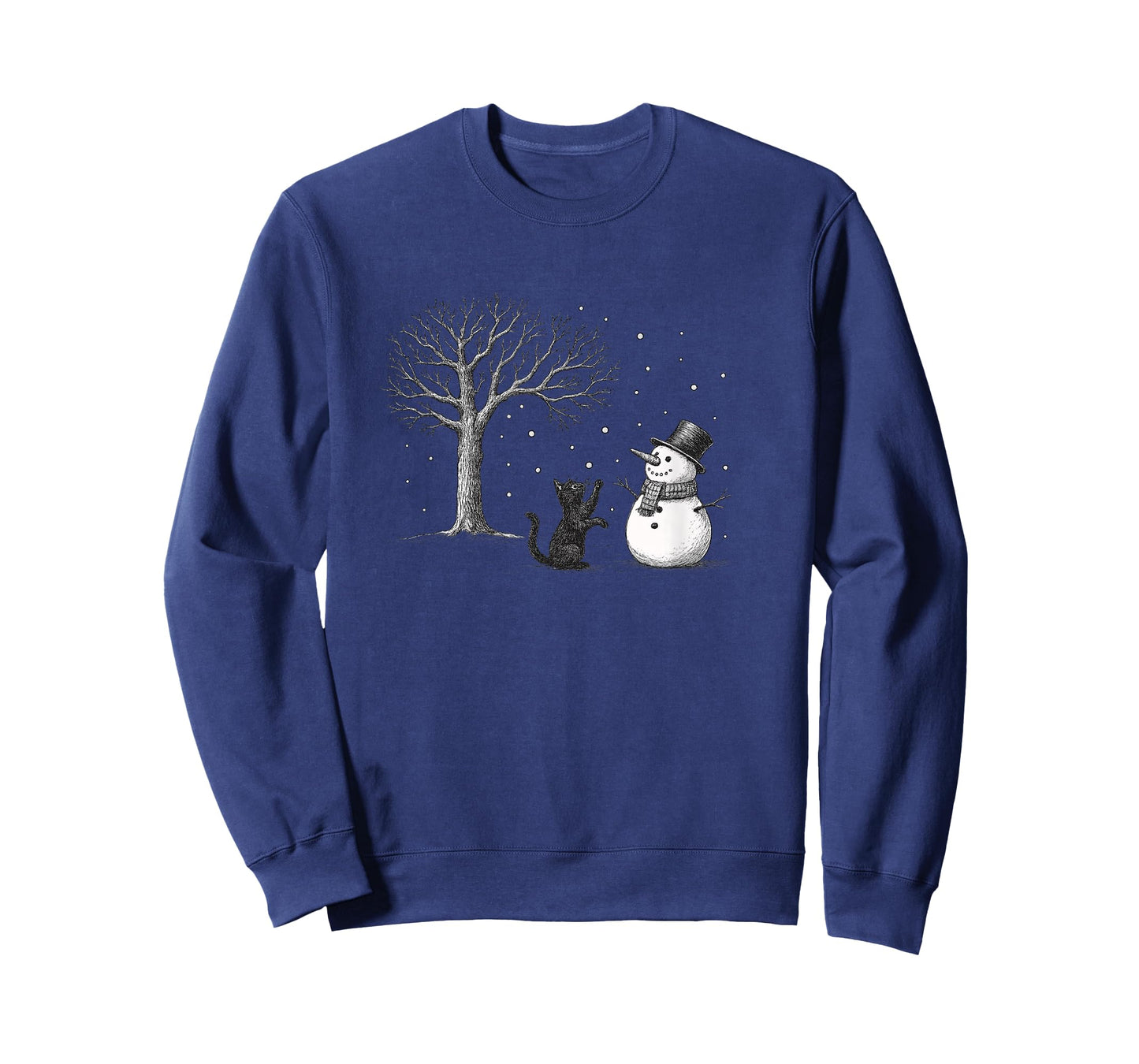 Snowman with Black Cat Christmas Let it Snow Holiday Season T-Shirt