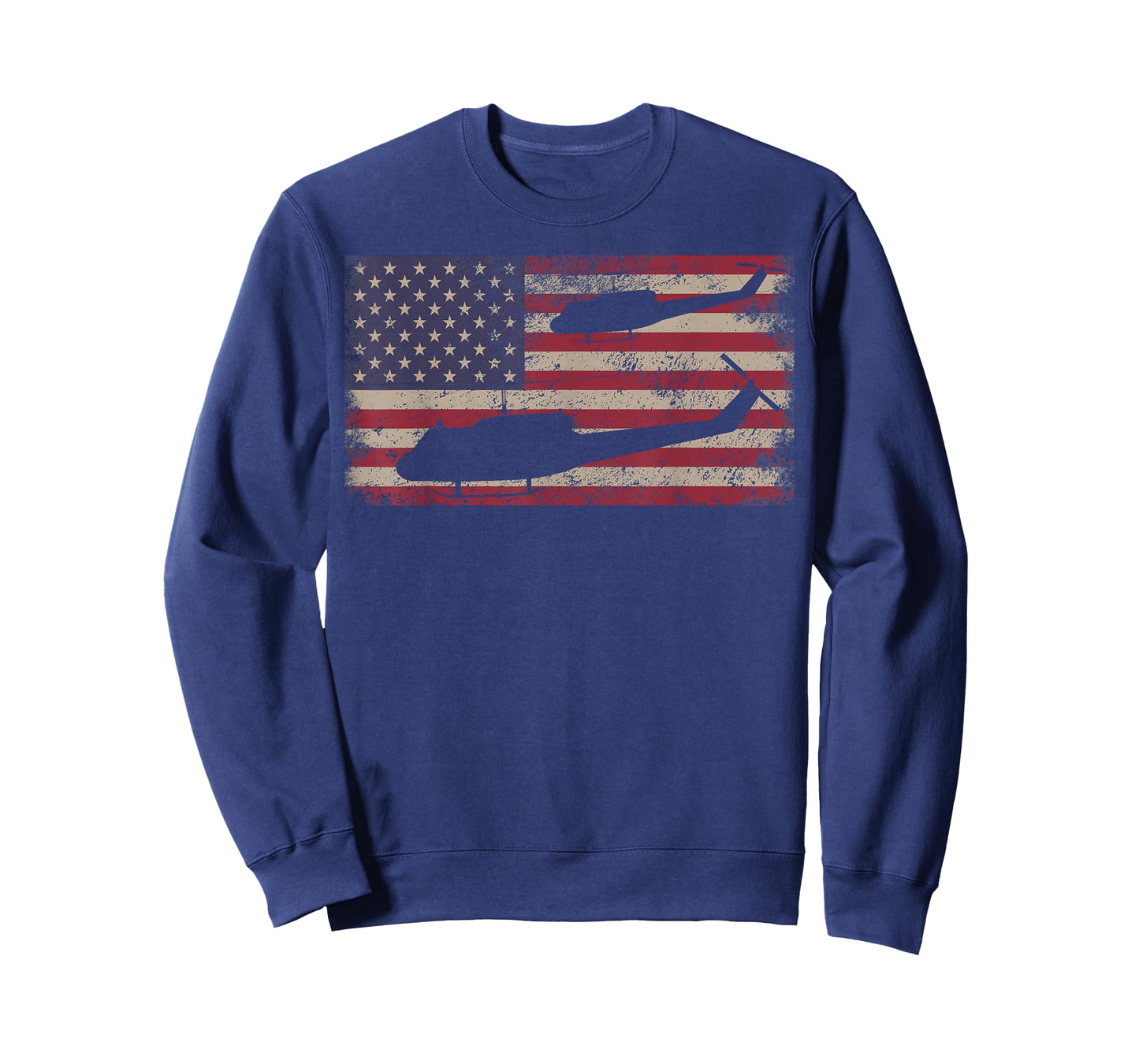 UH1 Huey Helicopter USA American Flag T-Shirt