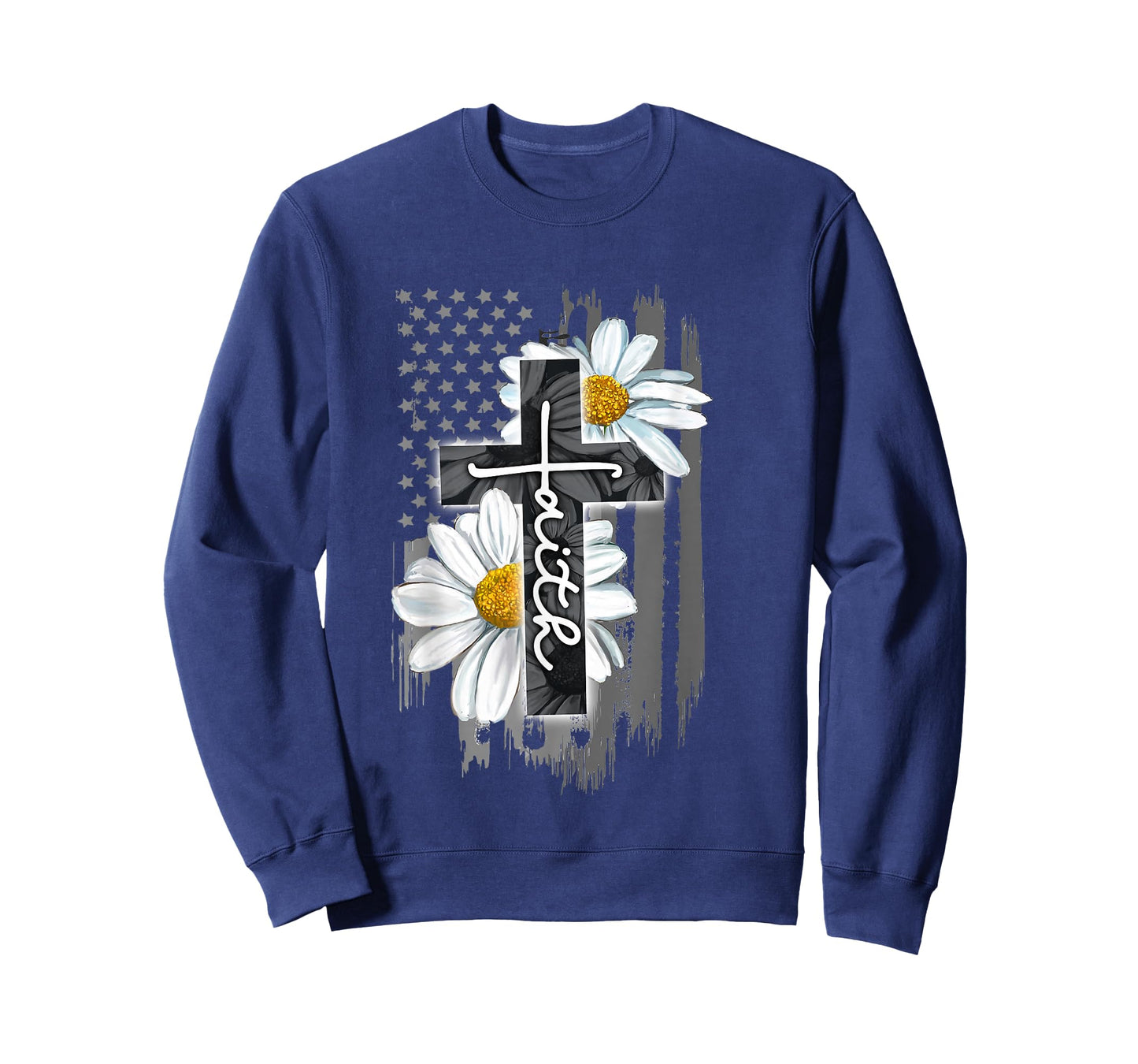Faith American Flag Daisy Christian Faith Jesus God Lover T-Shirt