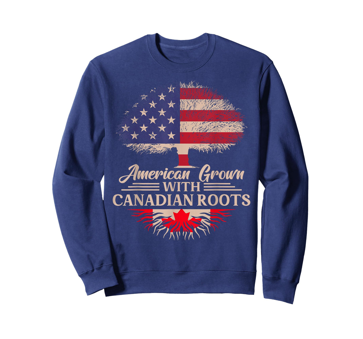 American Grown With Canadian Roots Half American Flag T-Shirt