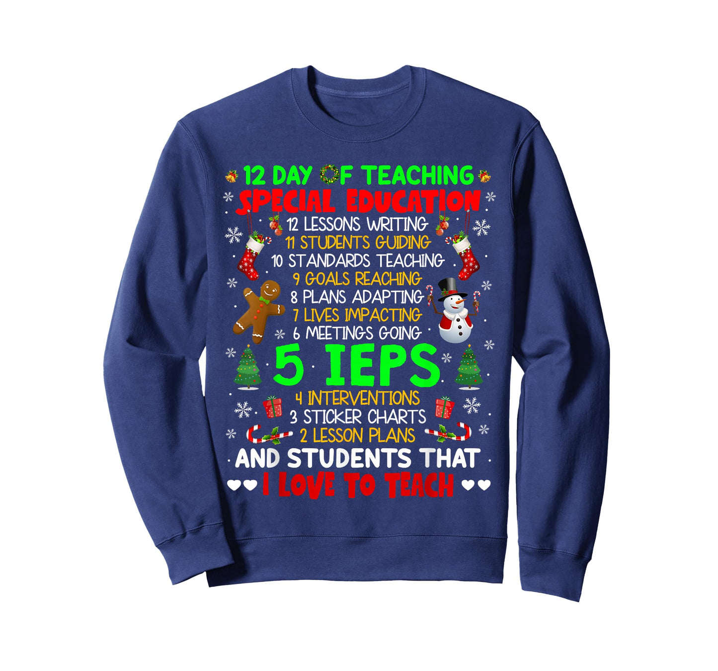 12 Days of Teaching Special Education IEPS SPED Teacher Xmas T-Shirt