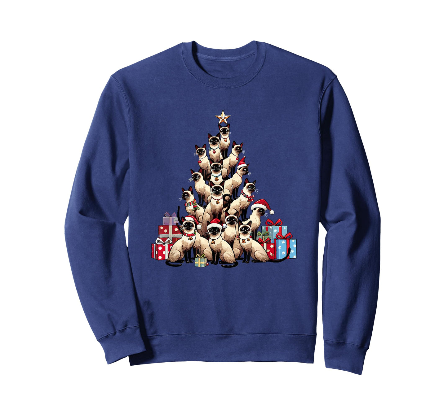 Christmas Tree Siamese Cat T-Shirt for Men Women Kids