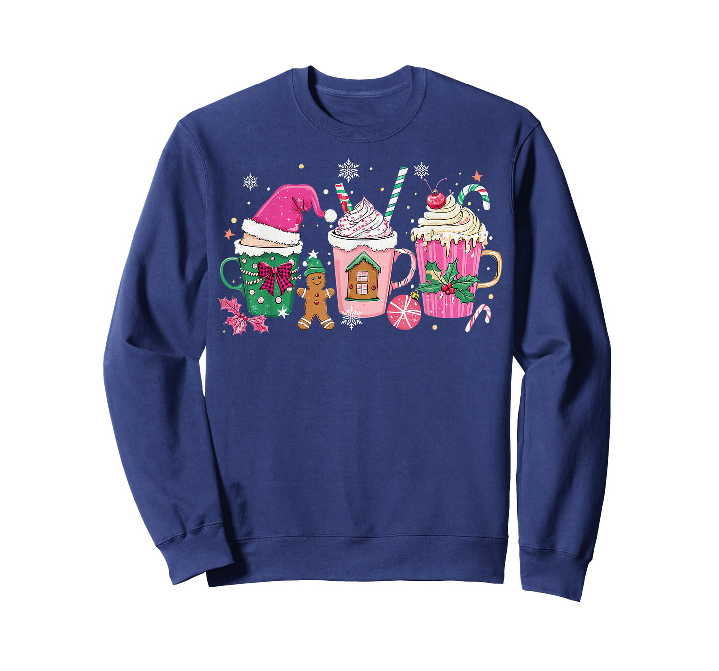 Coffee Christmas Gingerbread Pink Women Latte Cozy Winter T-Shirt