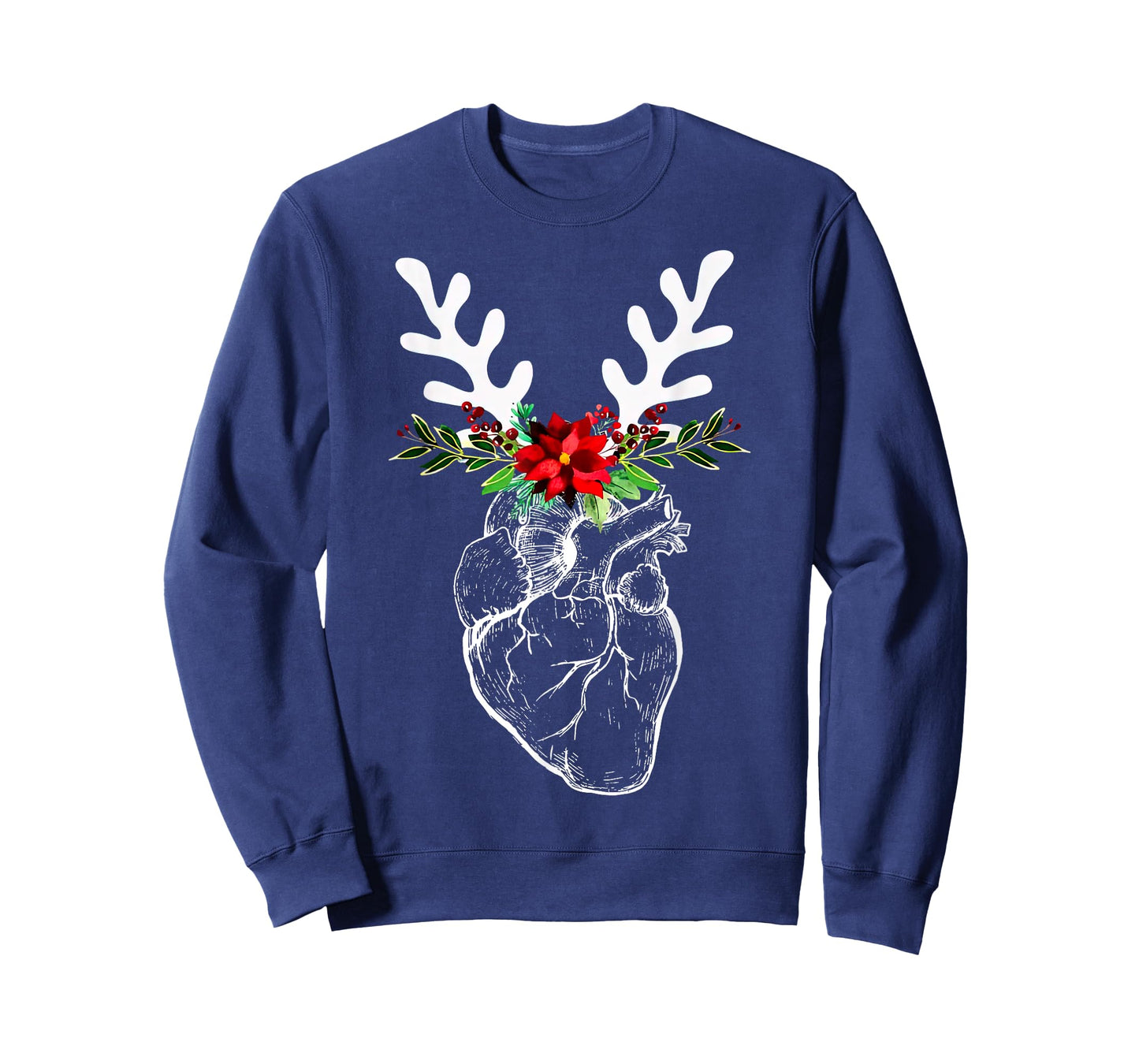 Anatomy Heart Floral Reindeer Christmas Cardiac Nurse T-Shirt