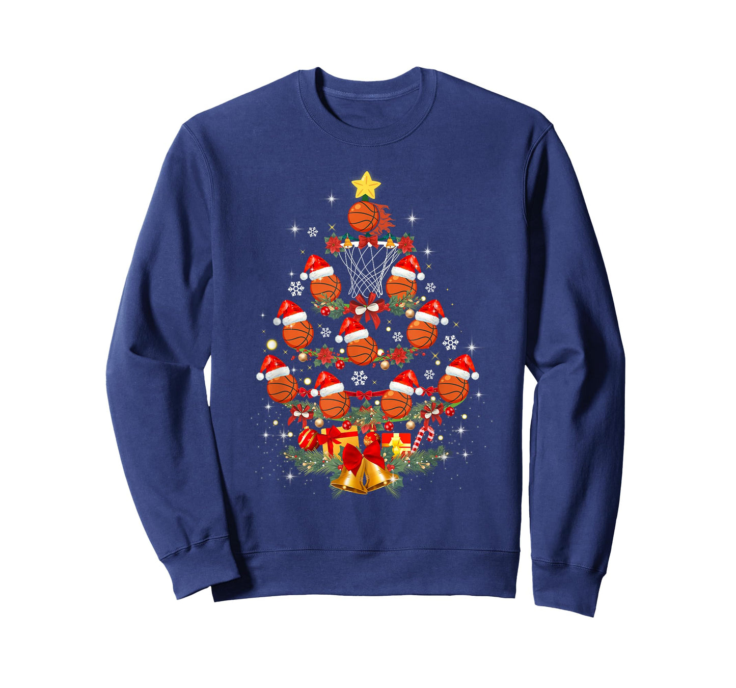 Basketball Christmas Tree Xmas Santa Sports Mens Womens Kids T-Shirt