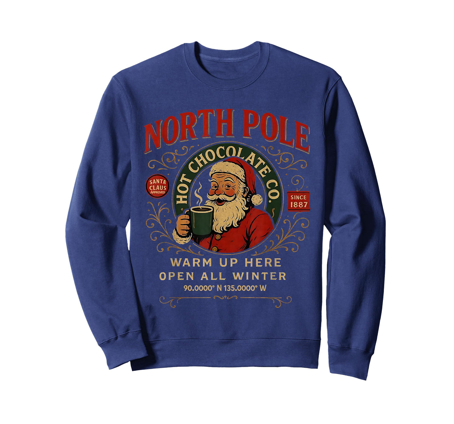 North Pole Hot Chocolate Co Vintage Santa Cocoa T-Shirt