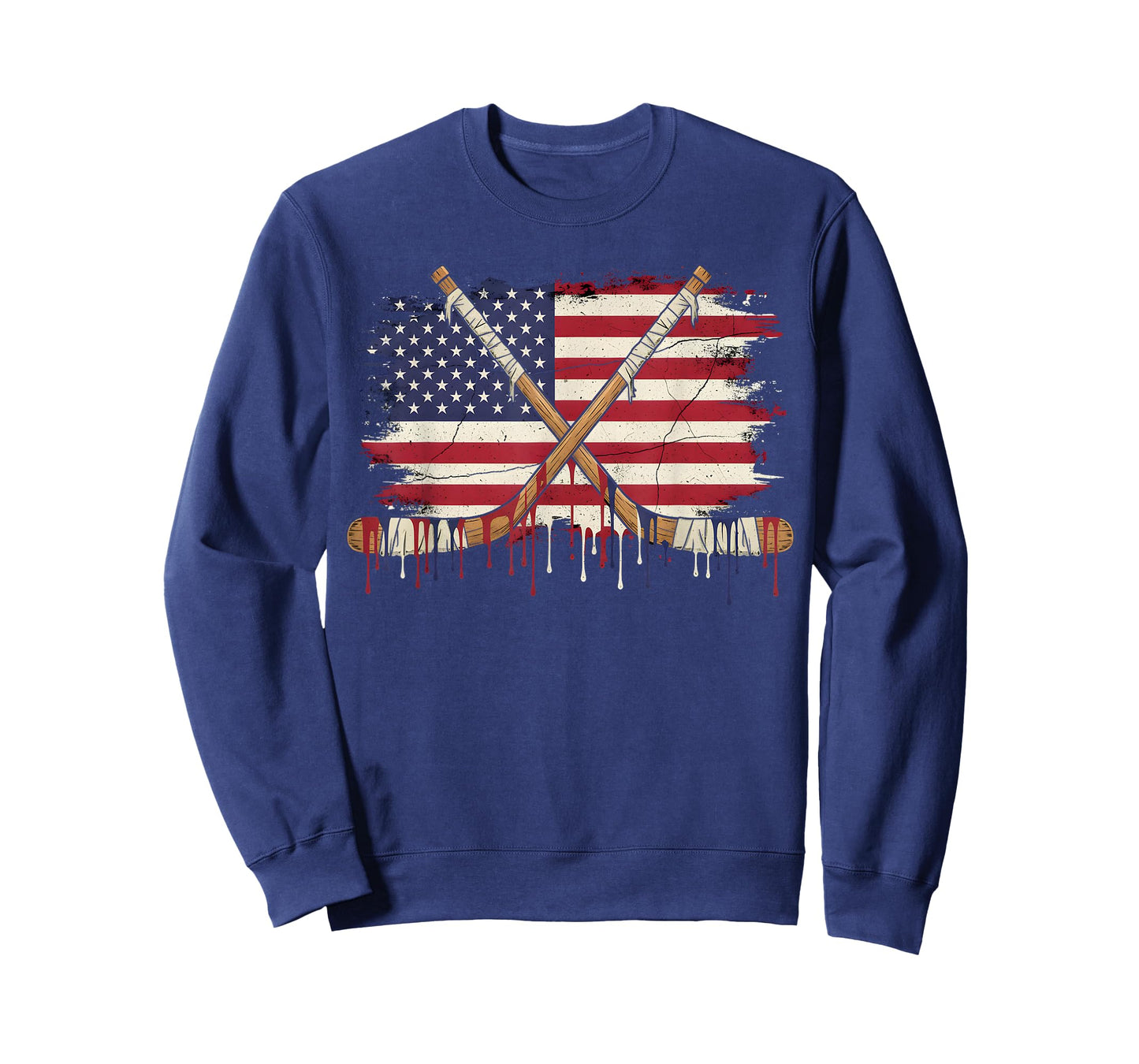 Ice Hockey Ice Cream Drip Boys American Flag Youth Players T-Shirt