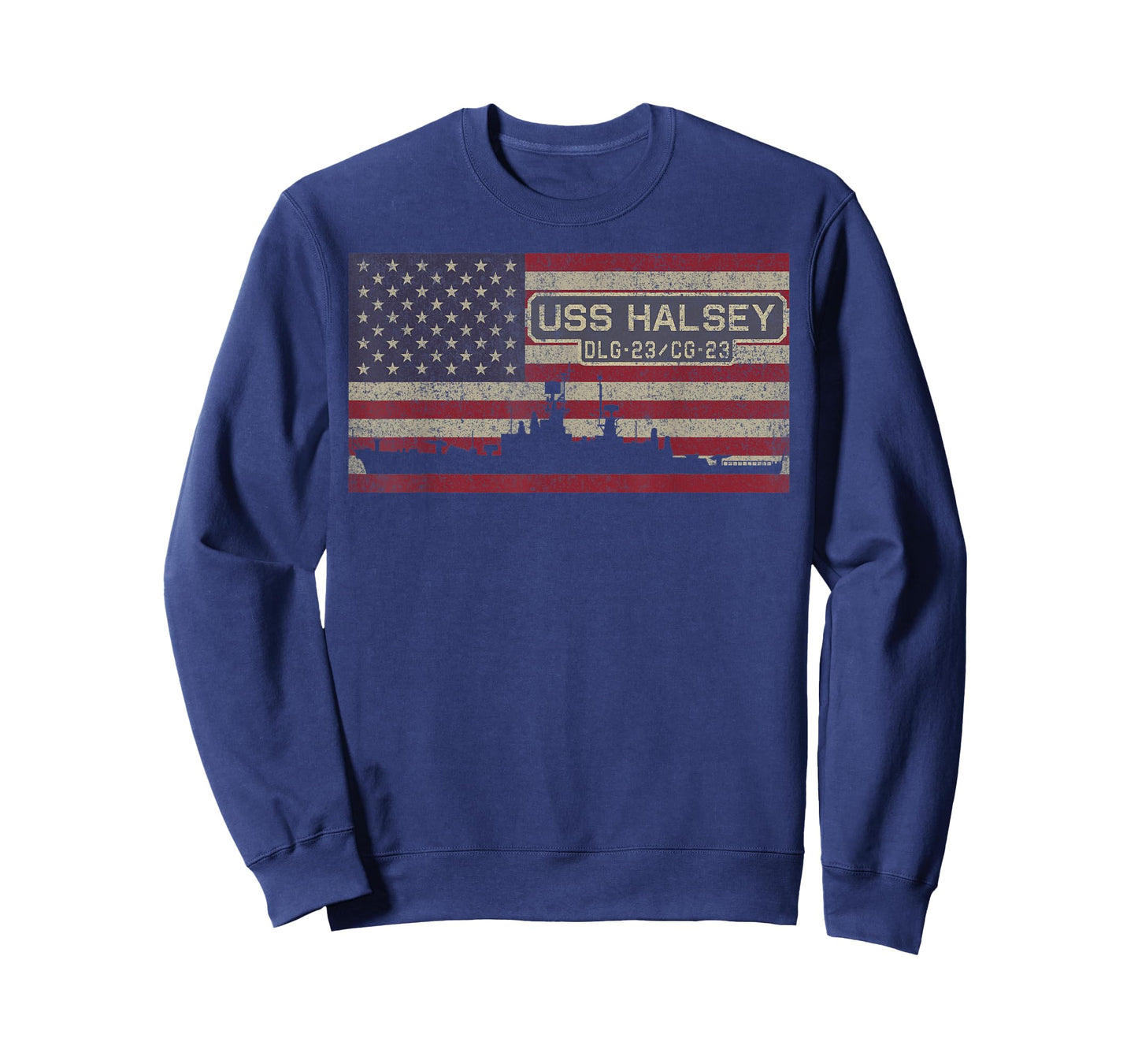 USS-Halsey-DLG-23 CG-23 Destroyer Cruiser Ship USA Flag T-Shirt