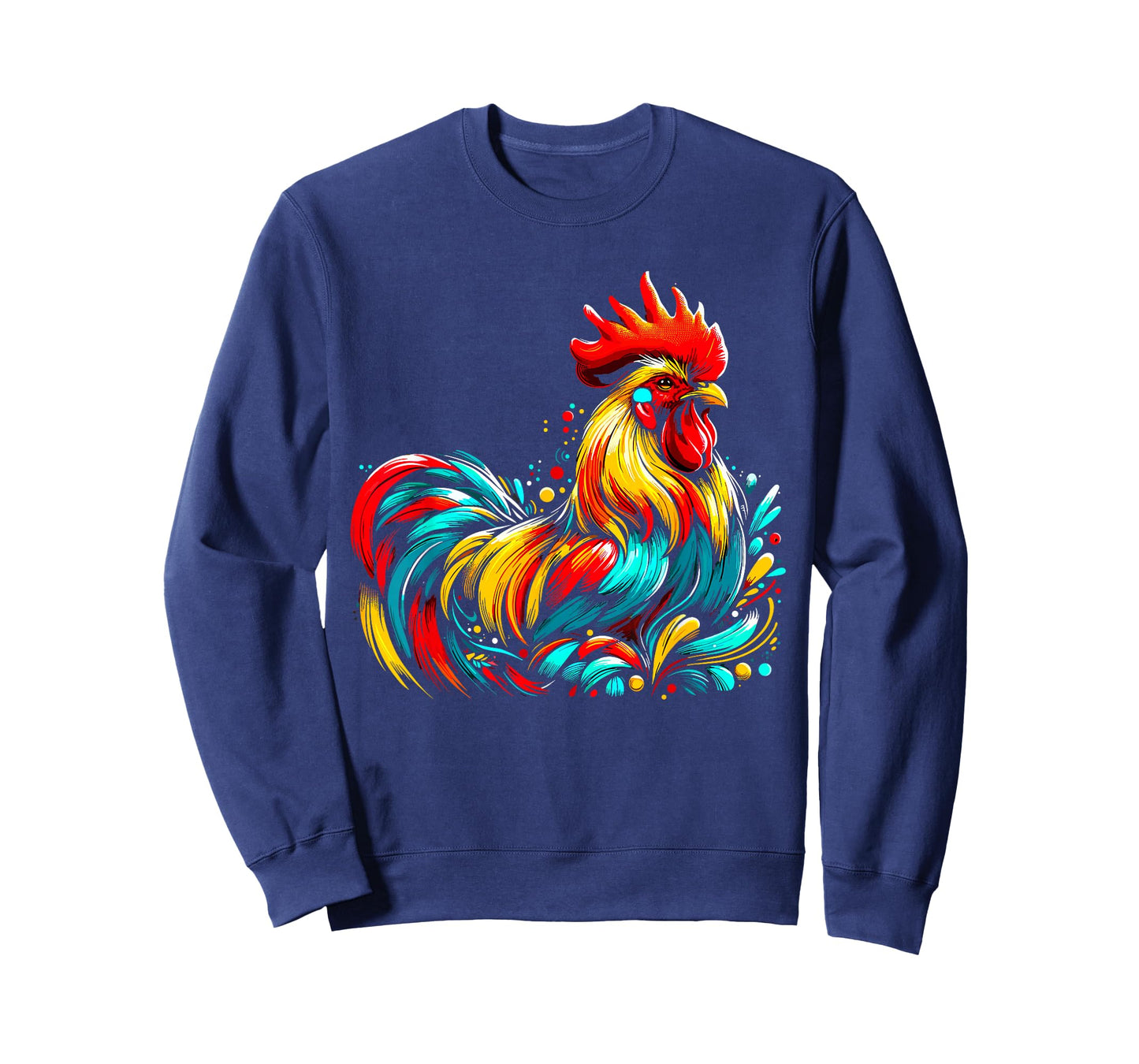 Chicken Colorful Farm Chicken T-Shirt, Small, Black