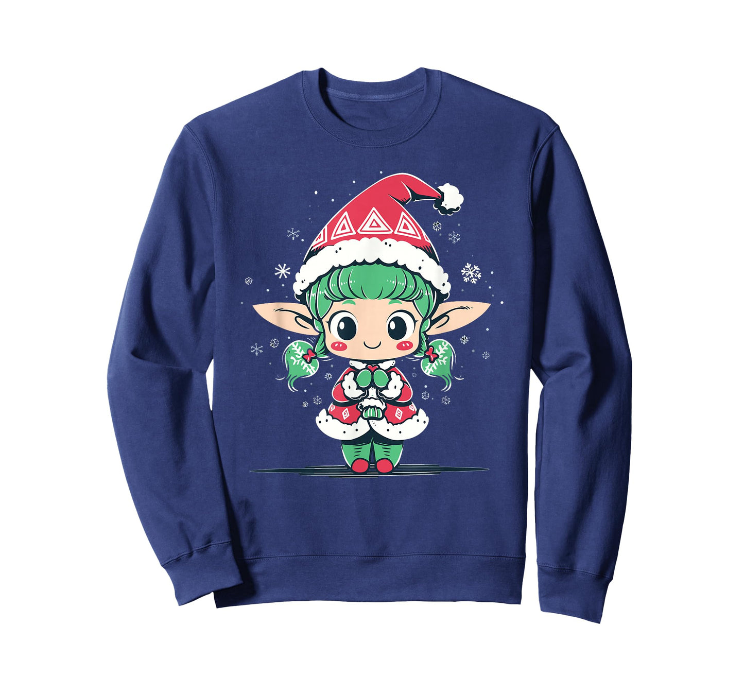 Cute Christmas Elf in Santa Claus Hat Little Girl Graphic T-Shirt