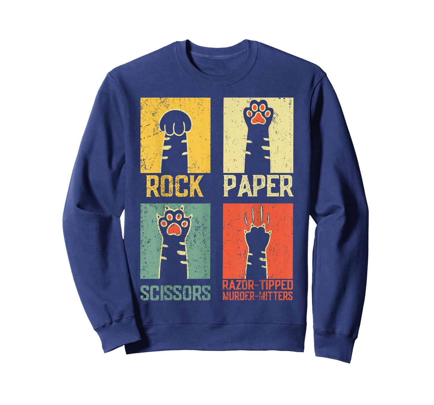 Retro Rock Paper Scissors Hand Game Cute Paw Humor Cat Meme T-Shirt