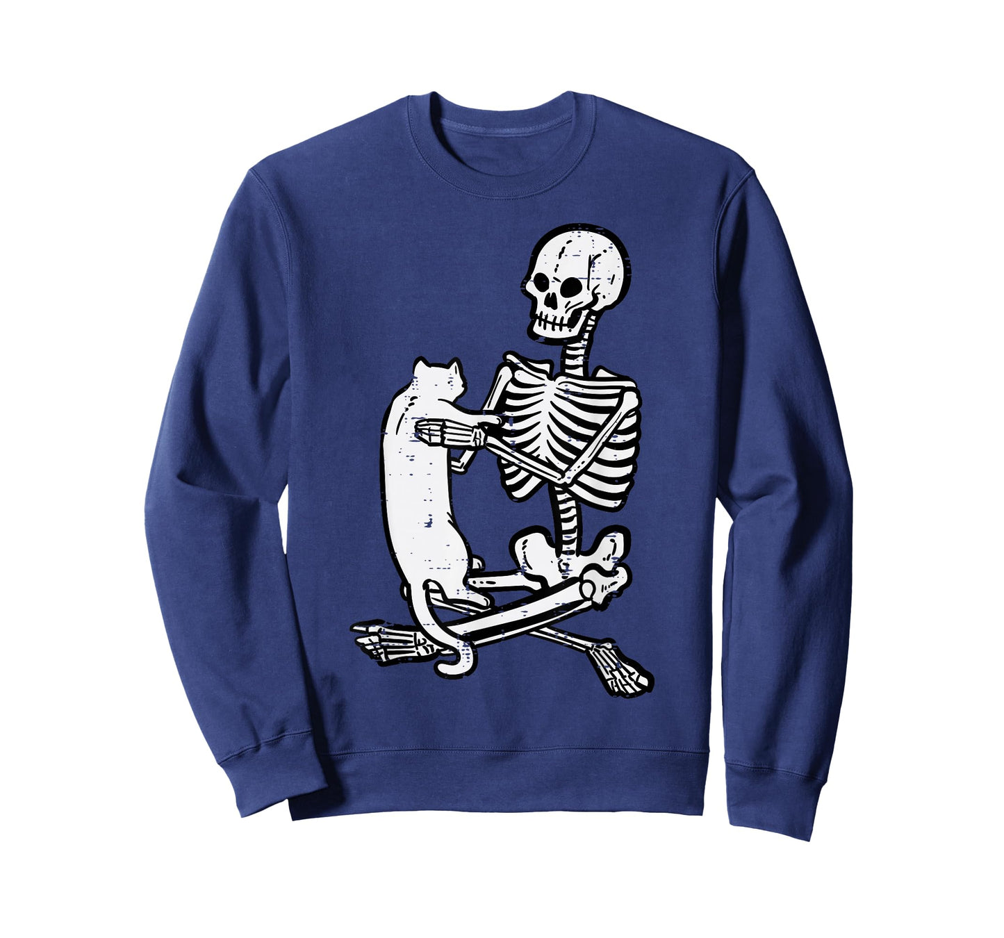Skeleton Holding Cat Vintage Goth Halloween Men Women Kids T-Shirt