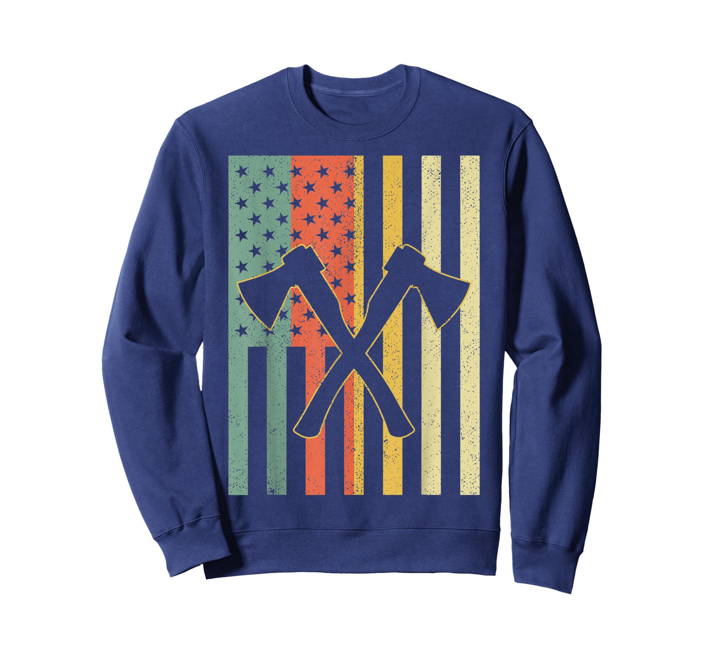 Vintage Axe Throwing Retro Crossed Axes American Flag Gift Women Men T-Shirt