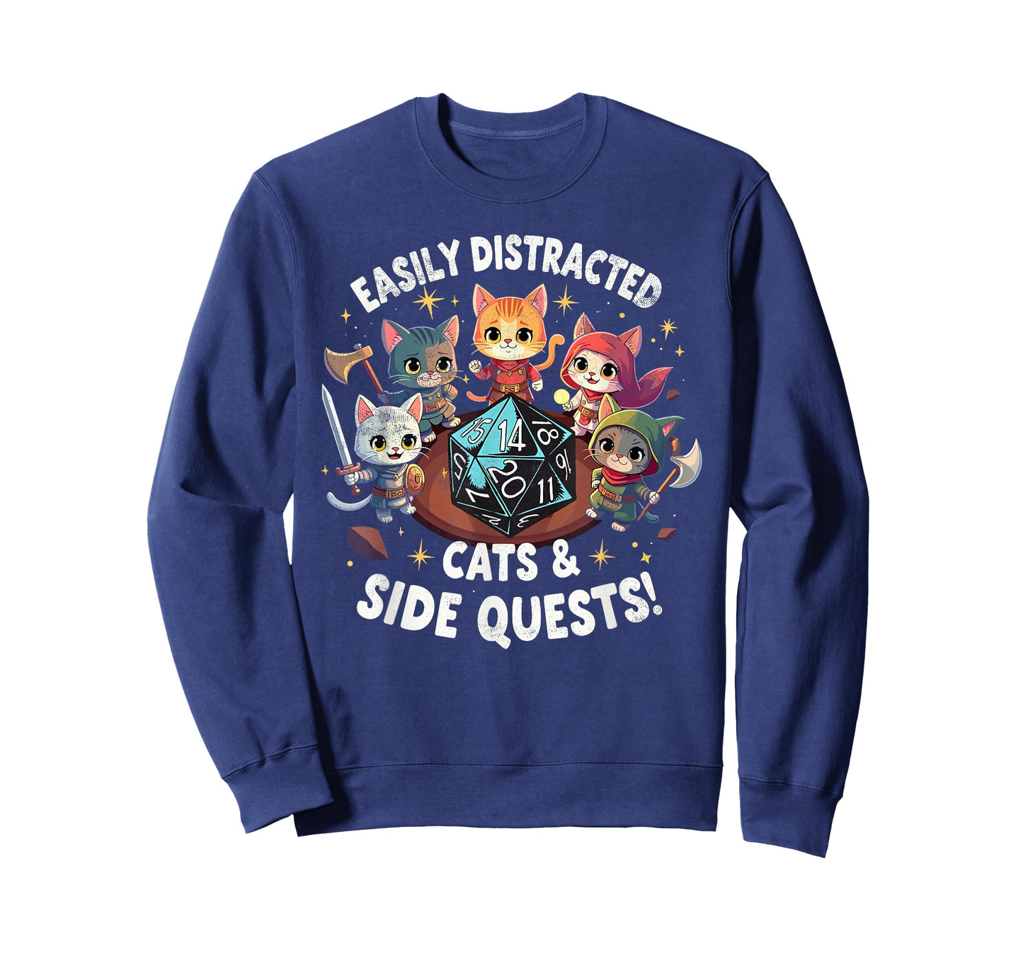 Easily Distracted Cats & Side Quests Cat Gamer Video Games T-Shirt