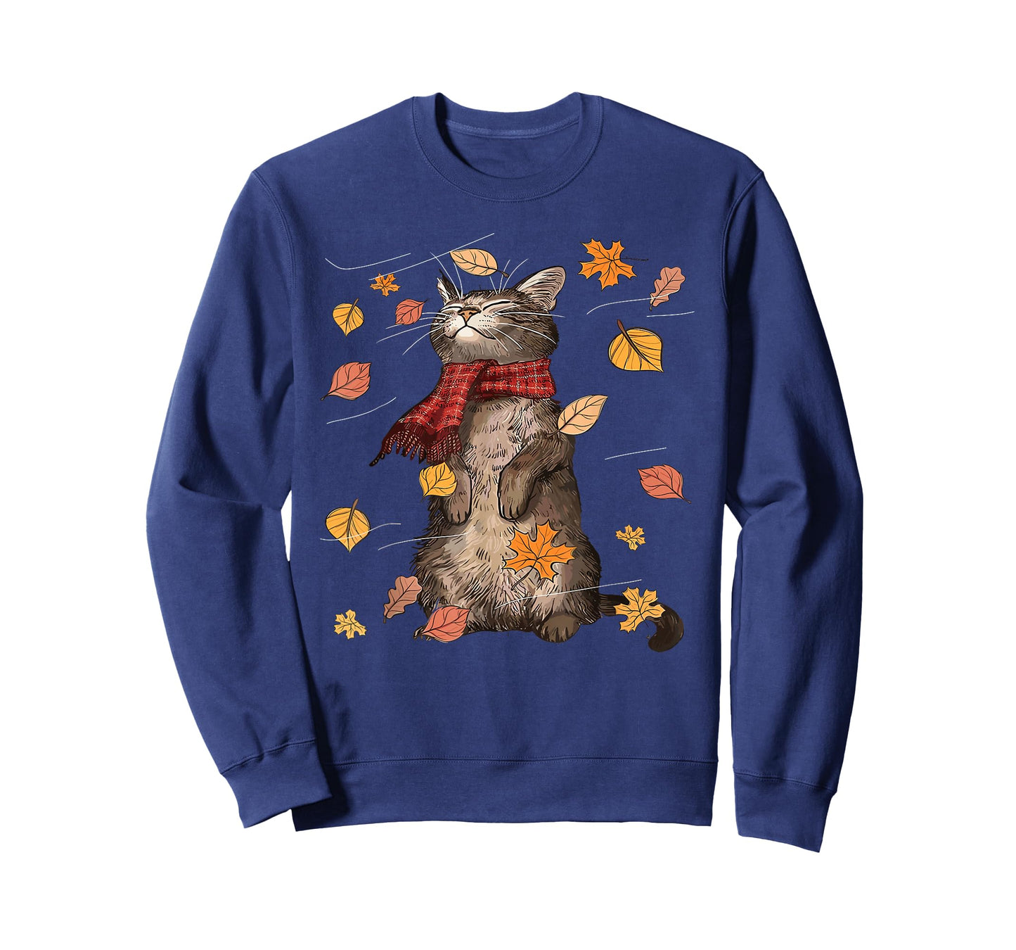 Funny Cat Thanksgiving Autumn Leaves Tree Chill Cat Fall T-Shirt