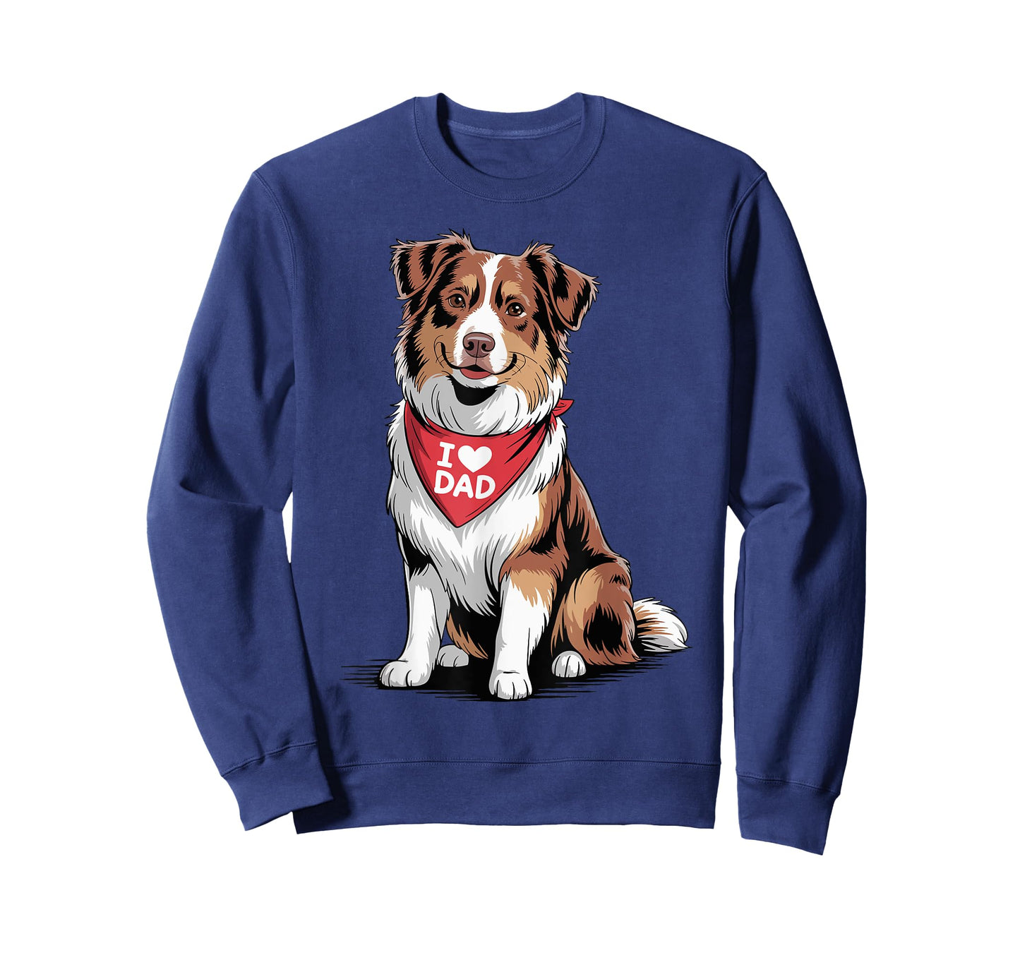 I Love Dad Red Tri Aussie Lover Australian Shepherd Dad T-Shirt