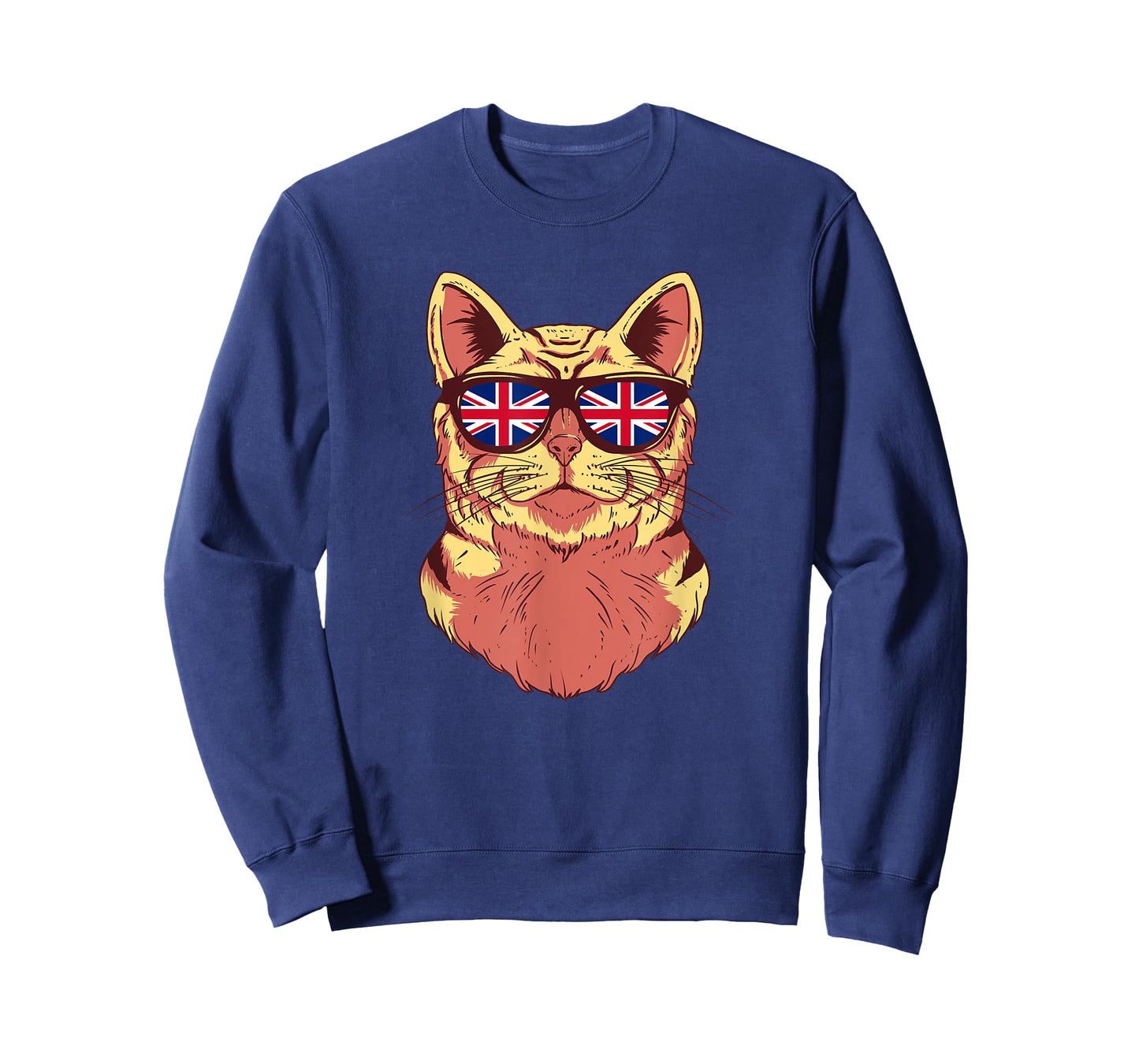 United Kingdom Flag British Cat Sunglasses Funny Cat Lover Men Women Kids T-Shirt
