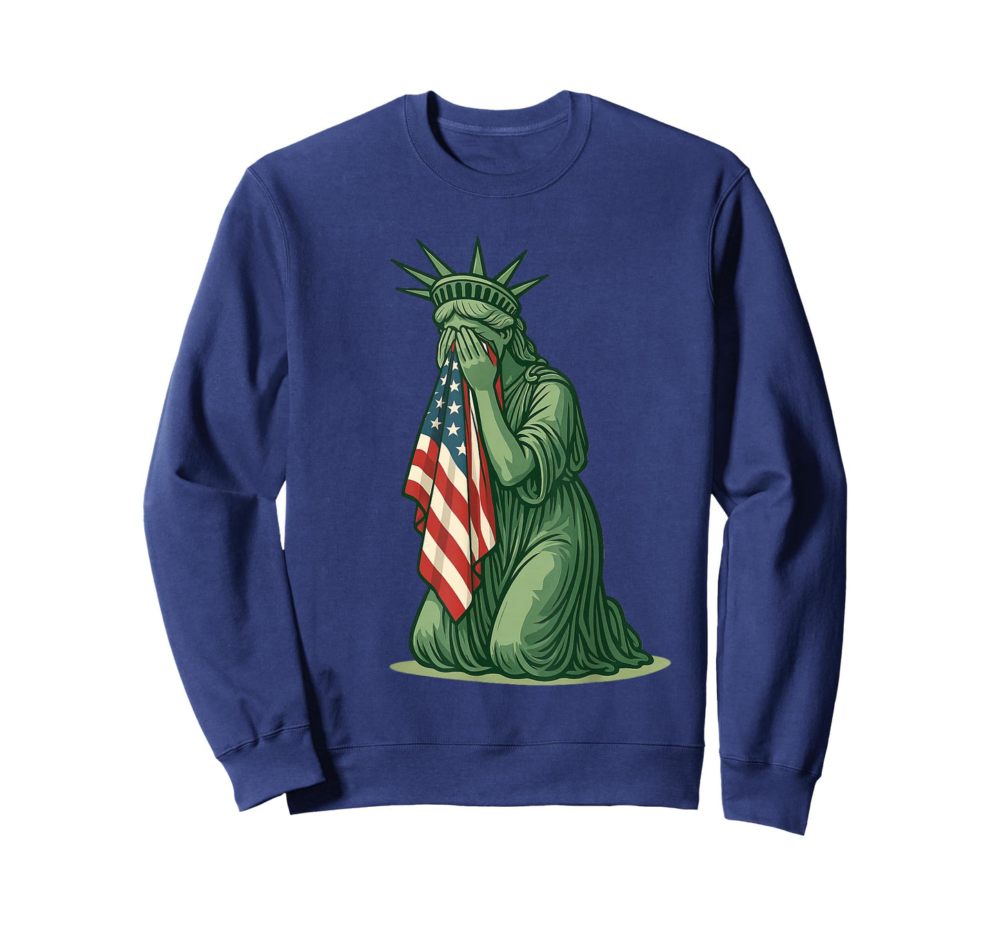 Statue of Liberty Crying Sad USA Flag Patriotic Resist T-Shirt