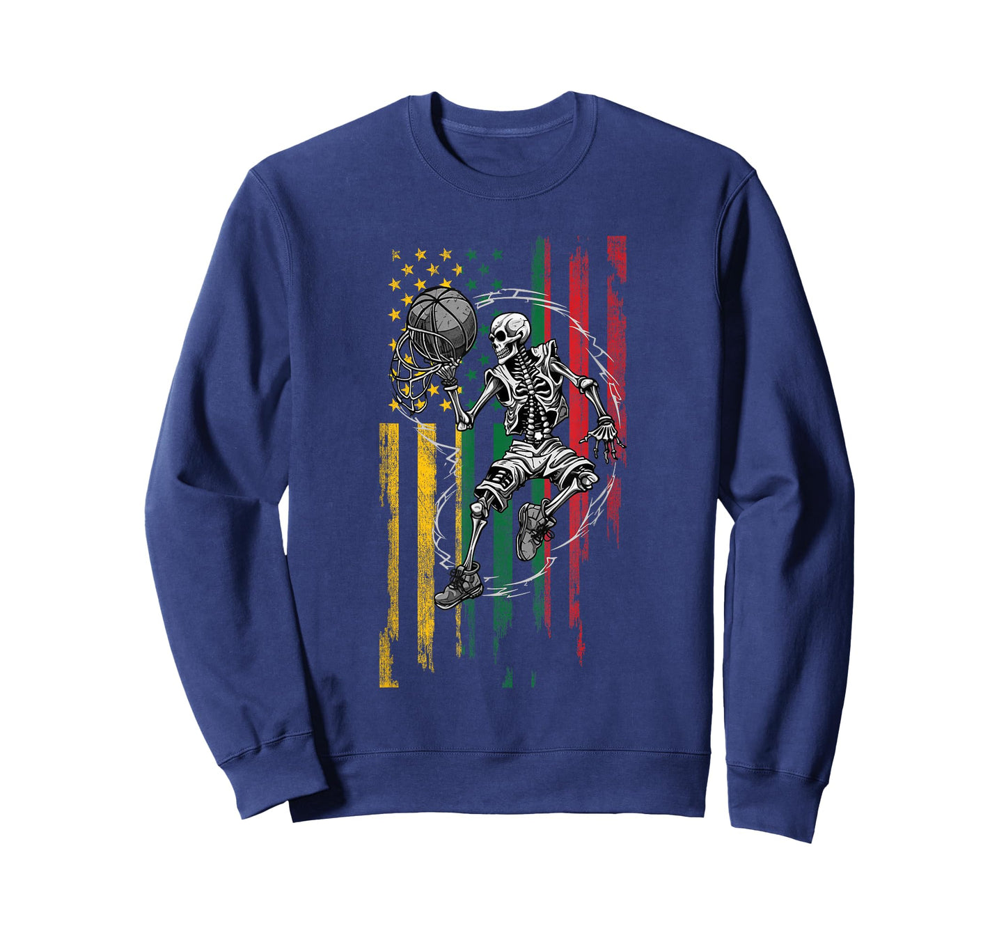 Lithuanian American Flag Skeleton Playing Basketball T-Shirt