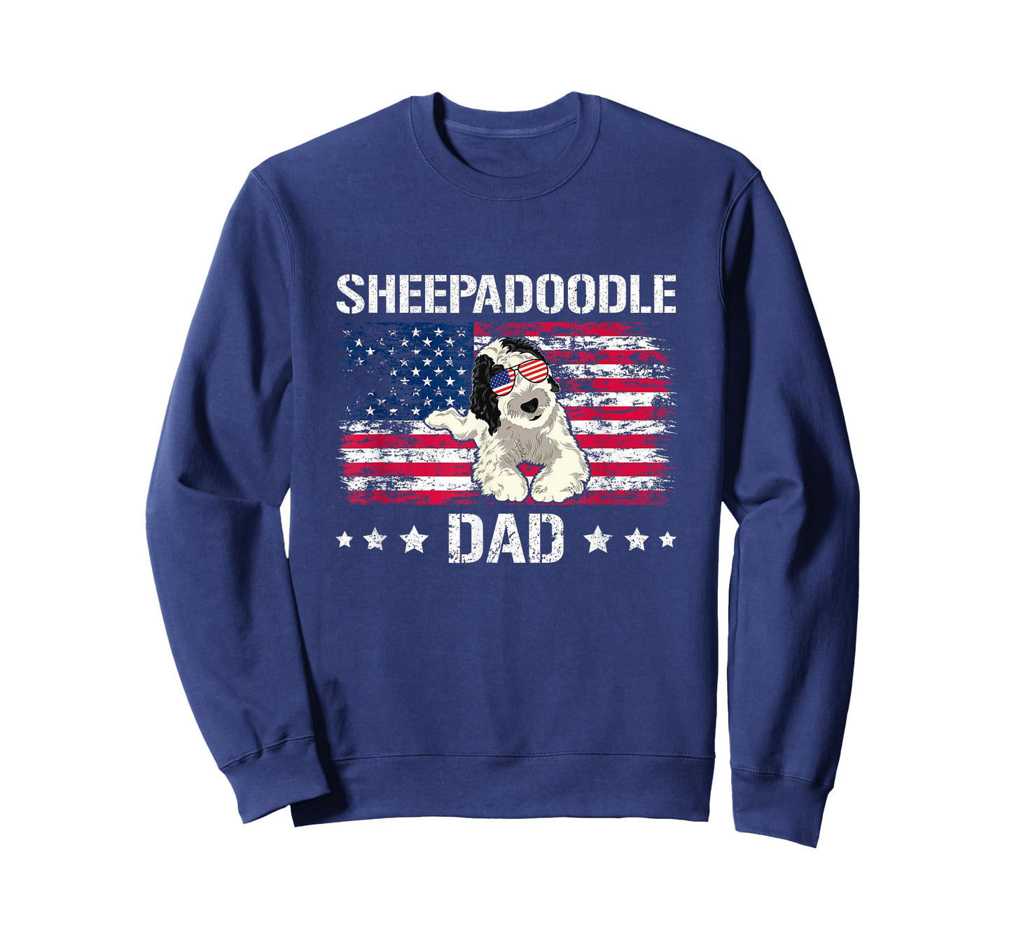 American Flag Doodle Dog Sheepadoodle Dad T-Shirt