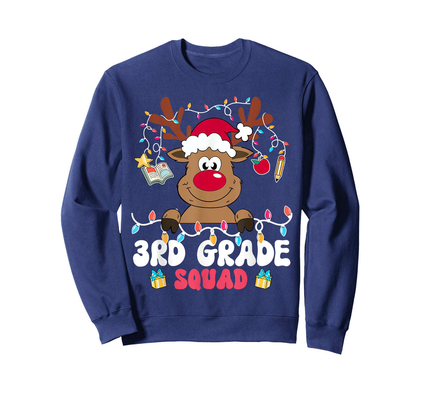 3rd Grade Squad Reindeer Christmas Third Grade Teacher Xmas T-Shirt
