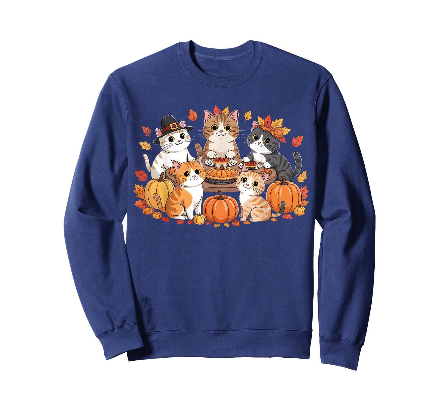 Thanksgiving Cats Dinner Feast Vintage Fall Men Women Kids T-Shirt