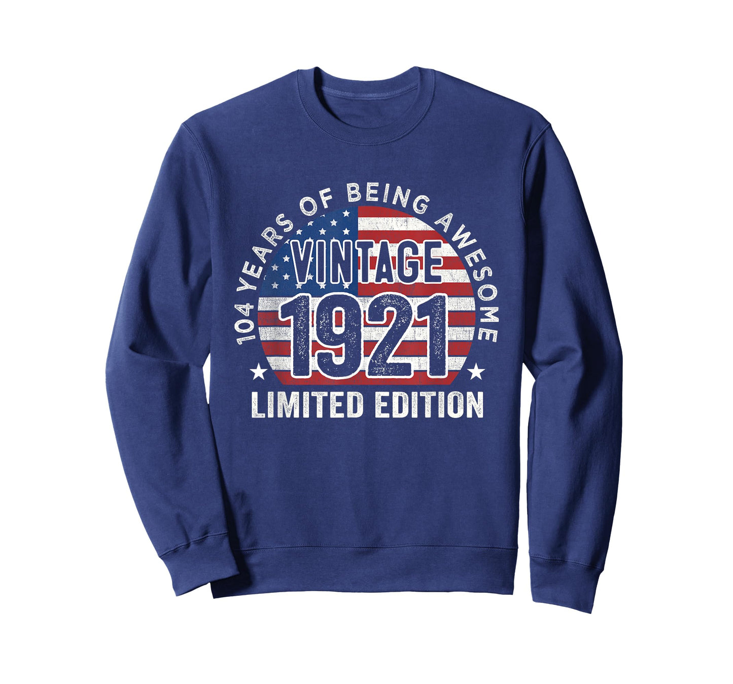 104th Birthday Gifts Men Vintage 1921 104 Years Old USA Flag T-Shirt