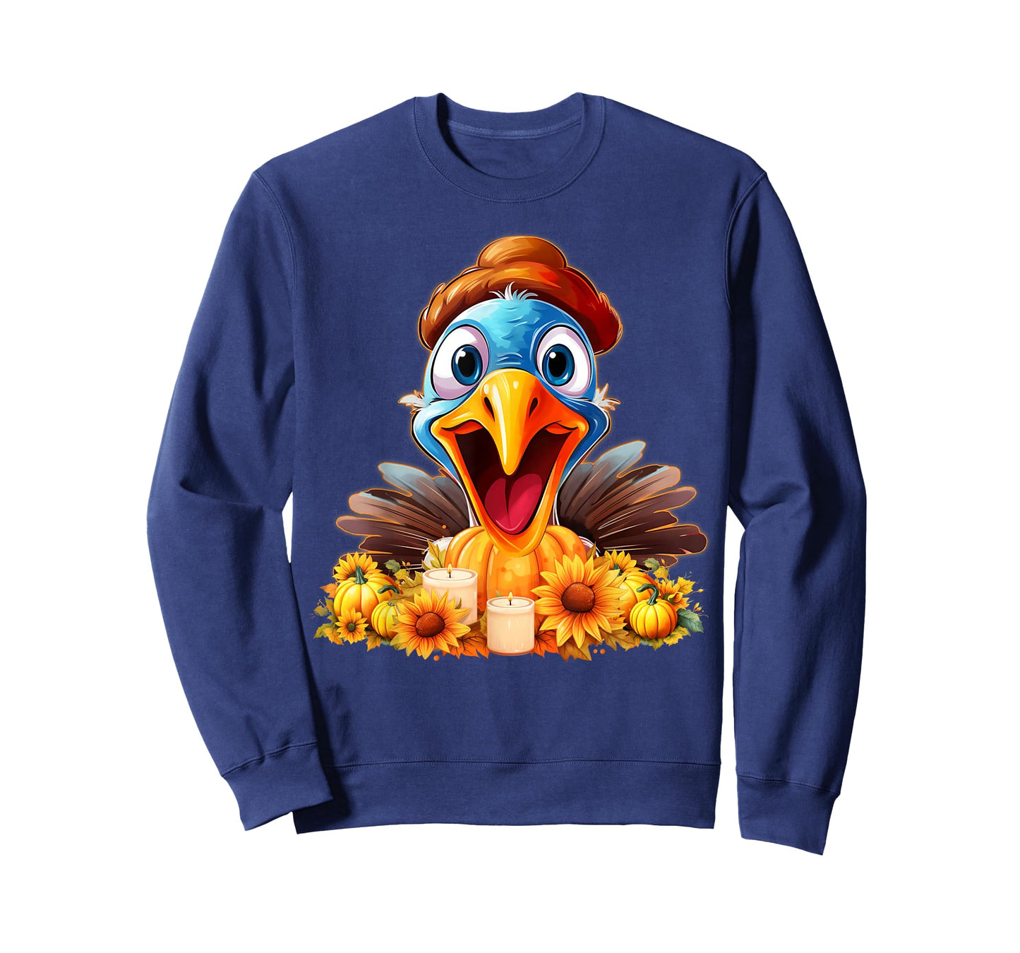 Cute Thanksgiving Turkey with Pumpkins & Sunflowe Girls Boys T-Shirt